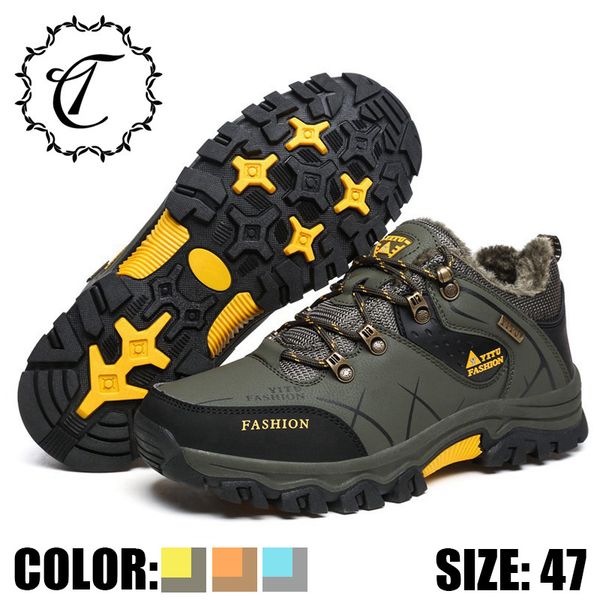 

catrica plus size gray plush new 2019 snow casual waterproof fashion luxury boots brand plush men shoes 8527, Black