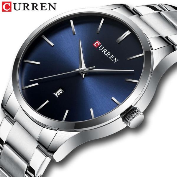 

new men's watches curren mens quartz watch male clock stainless steel mens dress wristwatches relogio masculino, Slivery;brown