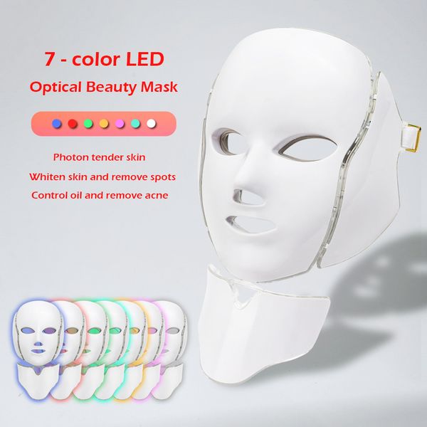 

7 color led mask neck skin revitalize anti acne anti wrinkle and cosmetology treatment korean pn therapy salon family use