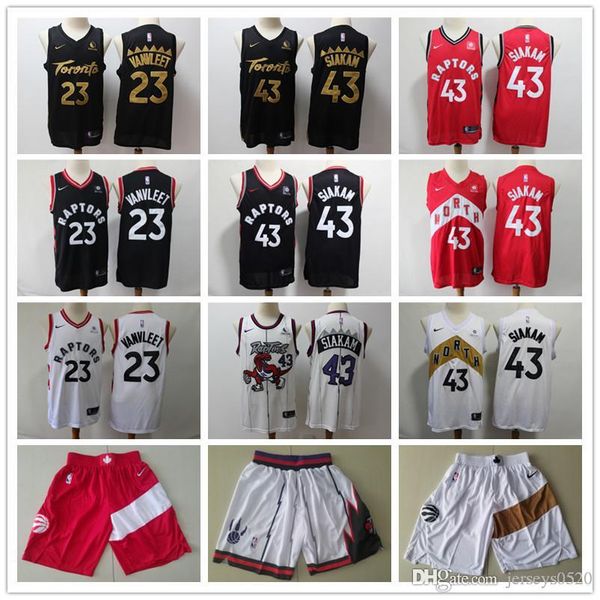 

mens toronto raptors throwback jerseys pascal 43 siakam fred 23 vanvleet basketball jersey basketball shorts black white, Black;red