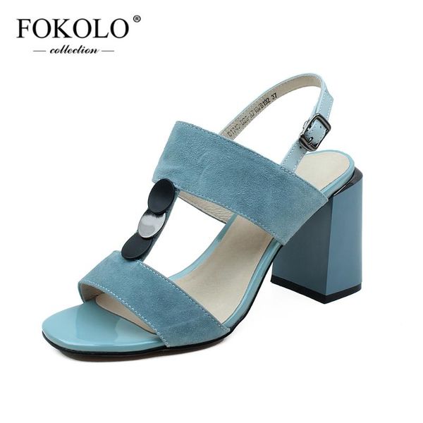 

fokolo sandals women 2020 kid suede ankle strap t-tied rubber outsole high heels new summer fashion lady shoes handmade l15, Black