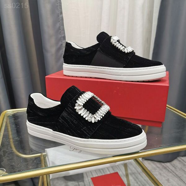

high version 2020 breathable european station new casual shoes thick bottom rhinestone square buckle flat bottom shoes women's single s, Black