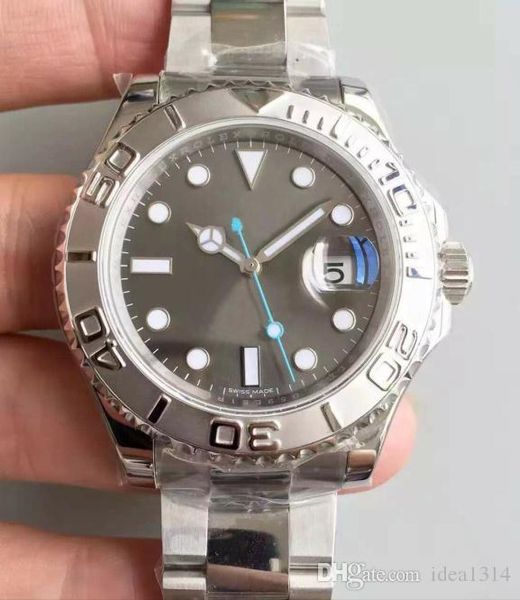 

40mm sapphire dial grey face 316 stainless steel strap automatic movement 116622 mens yacht watch original folding buckle watches, Slivery;brown