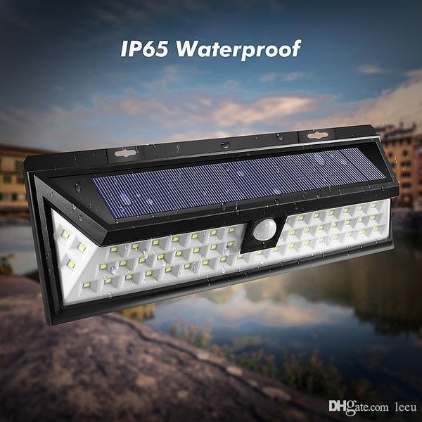

водонепроницаемый 54 led солнечный свет 2835 smd белый солнечная энергия открытый сад свет pir датчик движения путь настенный светильник 3.7