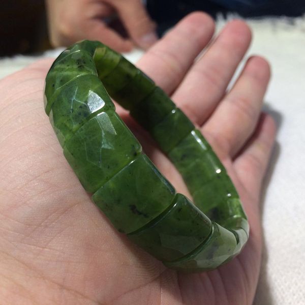 

natural nephrite /canadian jade stone beads bracelet natural gemstone bangle diy jewelry for woman for gift wholesale, Golden;silver