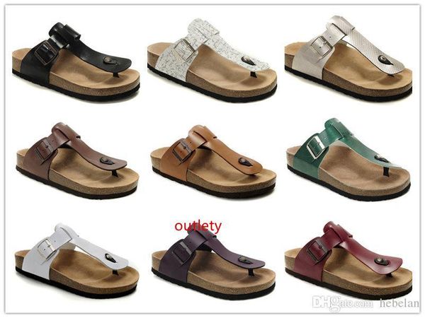 

famous brand medina men women birk flat heel sandals with buckle wholesale summer beach casual shoes genuine leather slippers