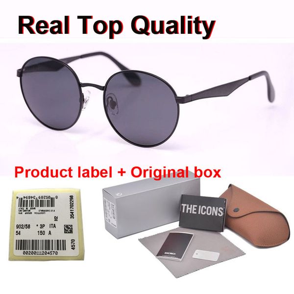 

brand designer polarized sunglasses men women round metal frame mirror polaroid lens with retail cases and box, White;black