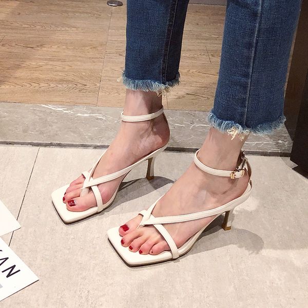 

2020 sandals black shoes for women summer heels women's stiletto beige female high clear ladies comfort block fashion sexy