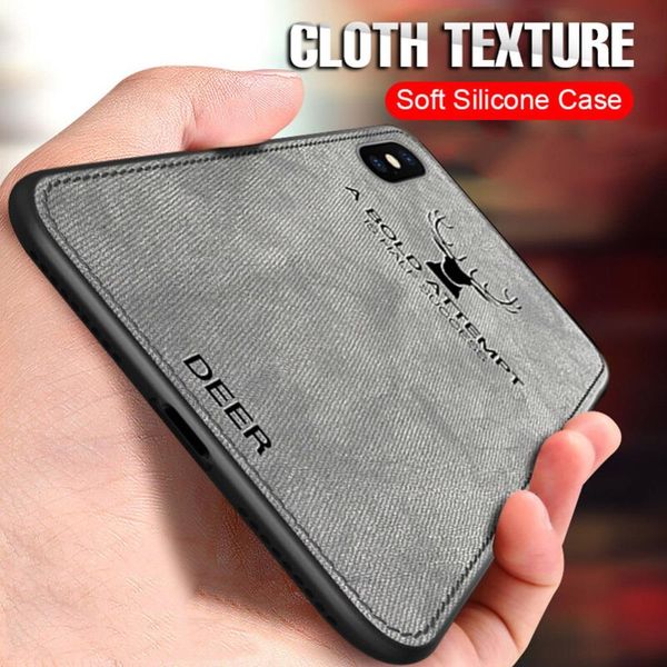 

2019 luxury retro deer cloth texture phone case for iphone 7 8 6 s 6s plus x xs max xr ultra thin soft tpu fabric cover leather cases