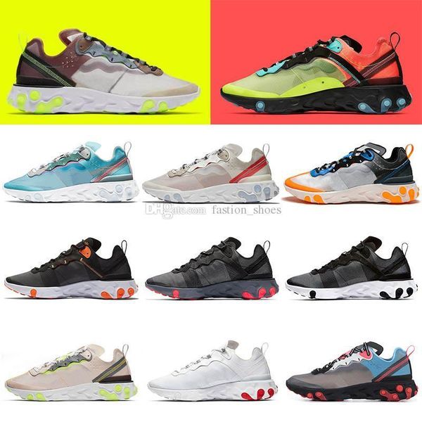 

87 react element 55 2019 running shoes men womens triple white black royal tint sail anthracite breathable sports designer sneakers trainers