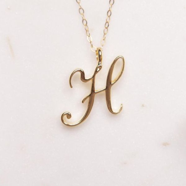 

gold silver swirl initial alphabet letter necklace all 26 english a-z cursive luxury monogram name letters word chain necklaces for women