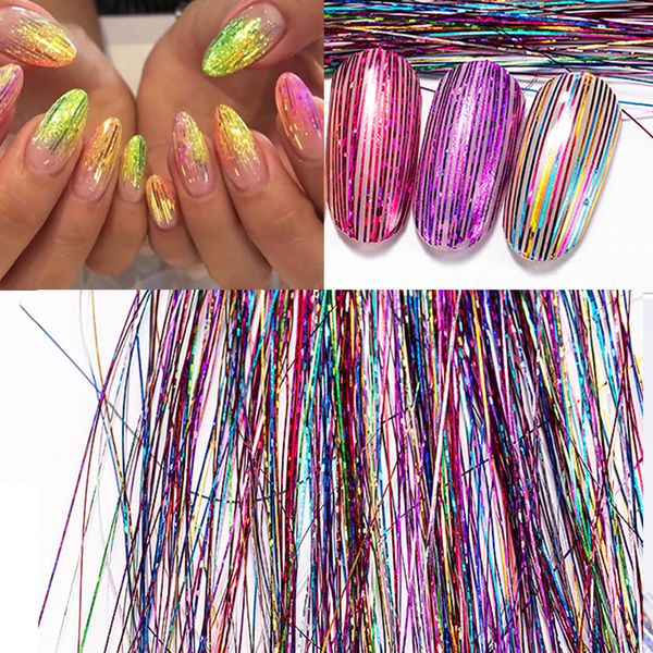 

1pc dazzling sparkly ultra-thin sequins stripe flake / nail sequins shining glitter metallic flakes/ diy holo nail art design, Silver;gold