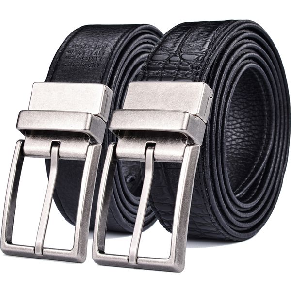 

men's dress casual every day reversible leather belt 2 in 1, Black;brown