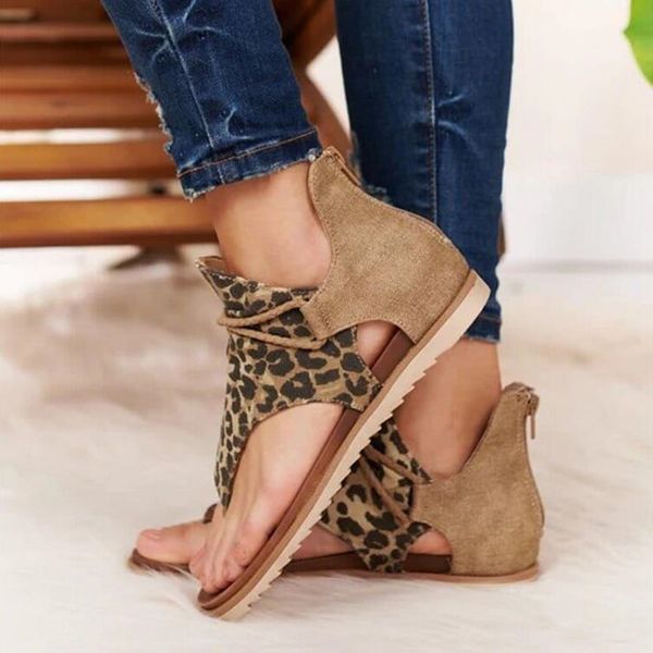 

seller shoes women sandals leopard pattern large size rome sandals women anti-slip selling flat summer sandalias mujer, Black