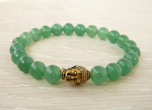 SN0248 Buda afortunado verde Aventurine Pulseira Meditação Bracelet Mulheres bracelete budista buda de ouro pérola jóias Top Yoga Jewelry