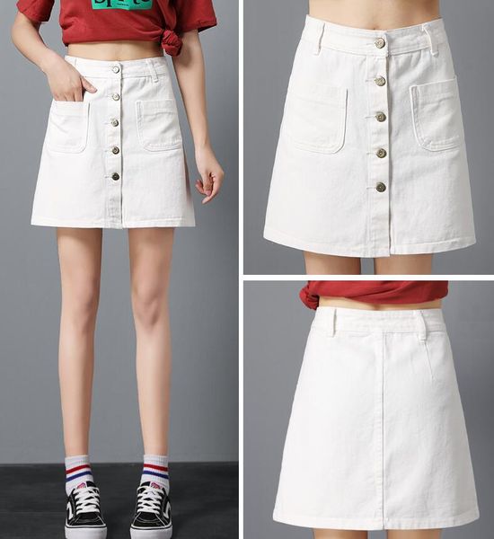 

ins 2019 sumemr fashion women ladies korean mini denim skirt low waist a-line pencil jean harajuku casual skirt, Black