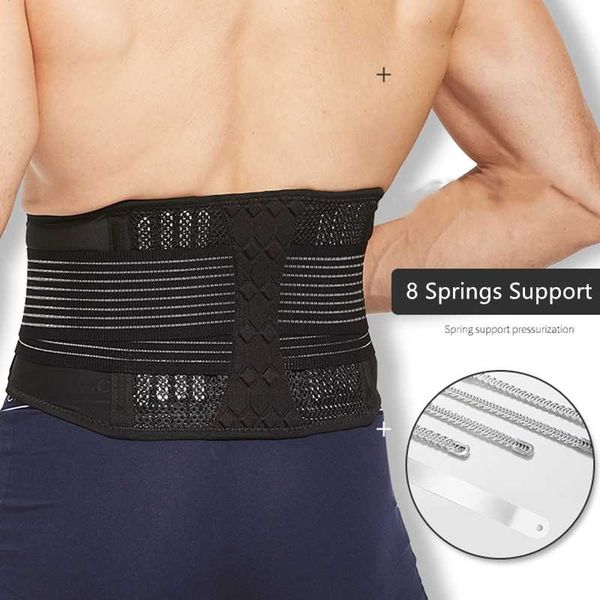 

waist support breathable belt lower back lumbar brace sports pain relief slimming corset wrap for fitness weightlifting, Black;gray