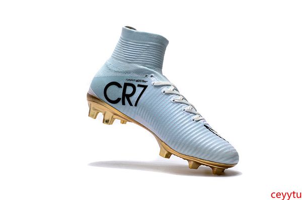 

original white gold cr7 soccer cleats mercurial superfly v cr7 fg kids soccer shoes ronaldo children football boots