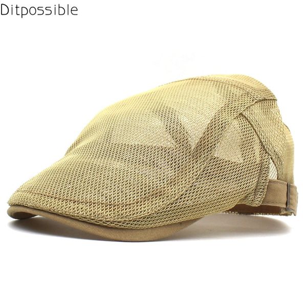 

ditpossible summer style mesh breathable flat cap men sports beret hats casquette gorras berets caps, Blue;gray