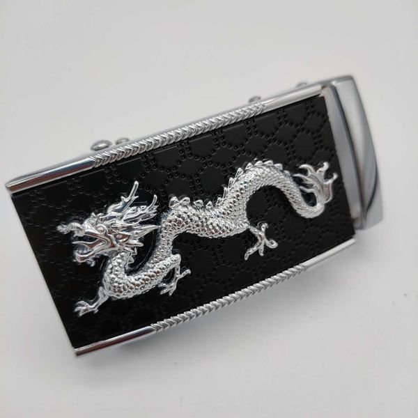 

men's automatic dragon three-piece set automatic buckle men's business belt belt buckle, Slivery;black