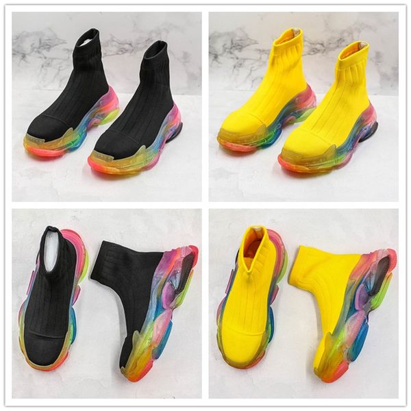 

2019 Luxury Paris Triple S 17FW Sock Shoes Crystal Black Yellow Fashion Designer Mens Women New Casual Clunky Sneakers