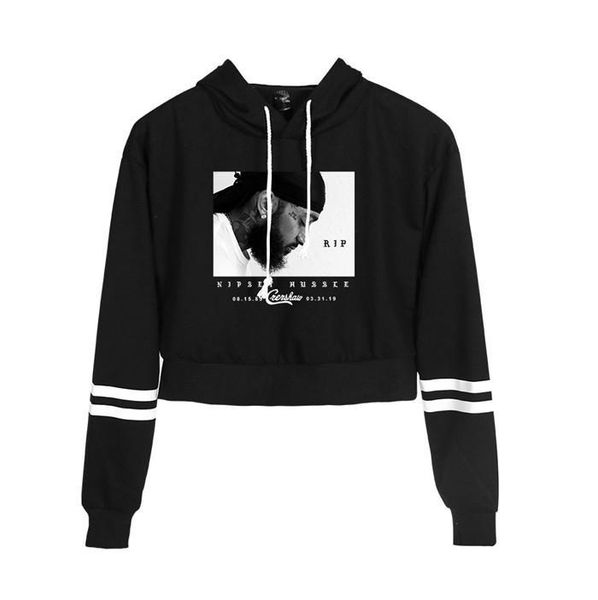 

hussle print fashion womens short hoodies mens designer hoodies long sleeve couple clothing famous rapper nipsey, Black