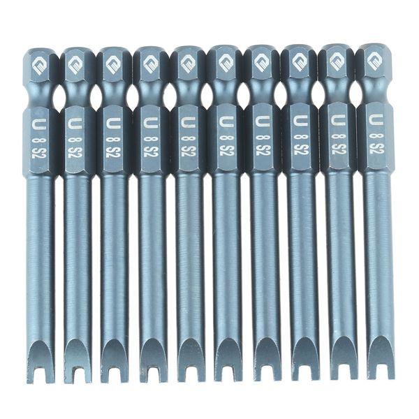 

new 10pcs 1/4inch hex shank 65mm s2 alloy steel u shaped screwdriver bits set h6.3*65*u8 u7 u6 u5 u4 optional