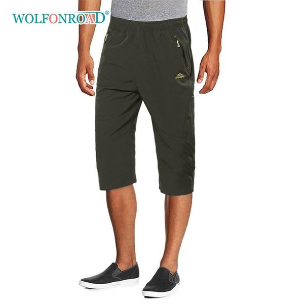 

wolfonroad открытый мужская quick dry туризм капри шорты кемпинг climbing 3/4 шорты jogger бег тренировки sweatpants человек, Brown;gray