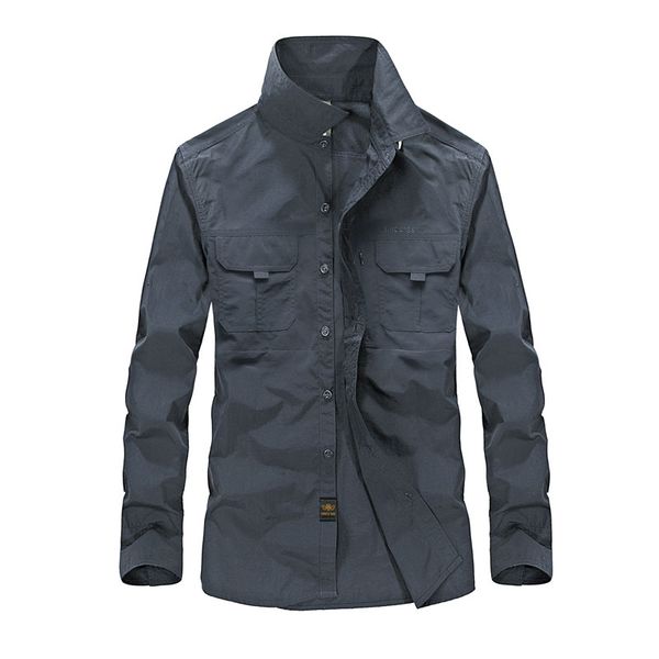 

men outdoor shirts hiking walking fishing riding shirt breathable quick-drying blouse long sleeve cargo working clothes, Gray;blue