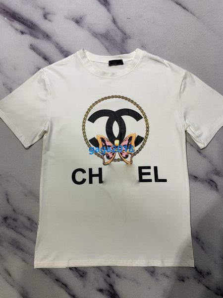 

high end женщины девушки футболка лоскутное письмо бабочка печати круглый вырез с коротким рукавом блузка футболка мода дизайн роскошные пул, White