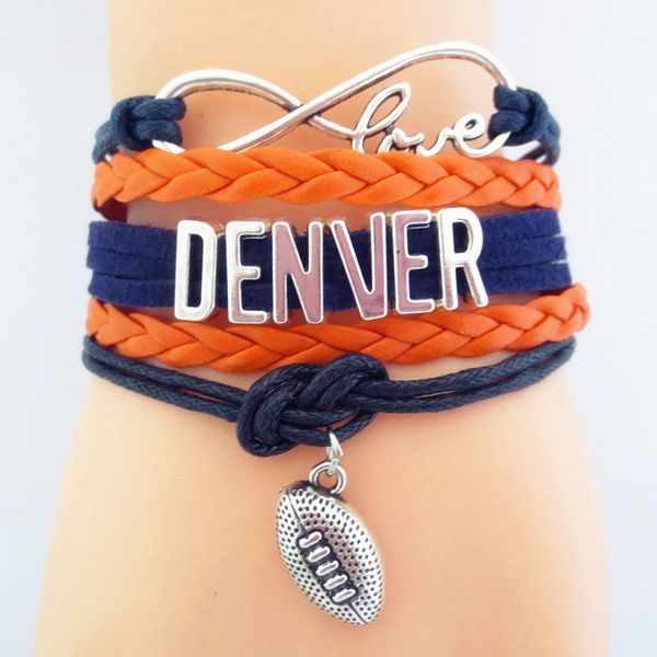 

jewelry infinity love denver state football sports team bracelet blue orange sport friendship bracelets b09018, Golden;silver