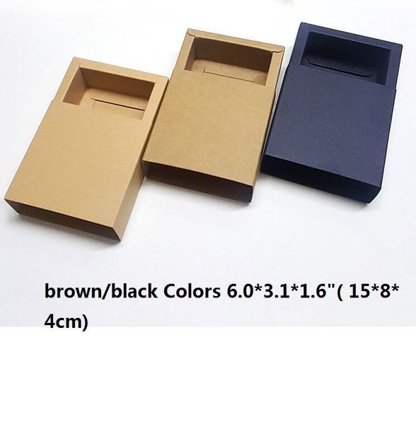 

6.0*3.1*1.6"( 15*8*4cm) kraft boxes drawer boxes new year gift boxes square accessories electronics packaging brown black color