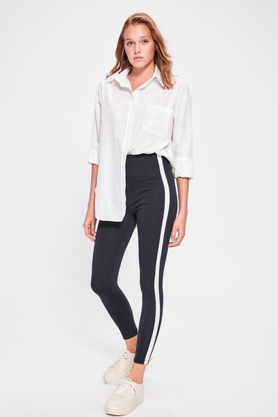 

trendyol navy stripe knitted leggings twoaw20ta0046, Black;white