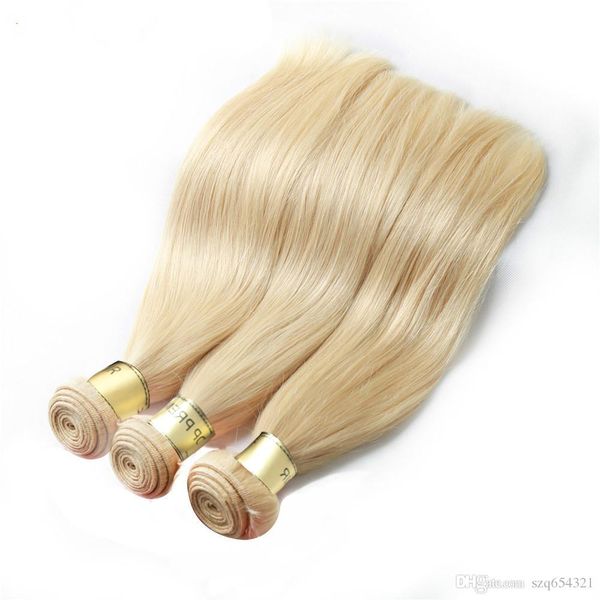 

brazilian virgin hair weave bundles #613 blonde color straight human hair bundles 3pcs sew in hair weave ing, Black