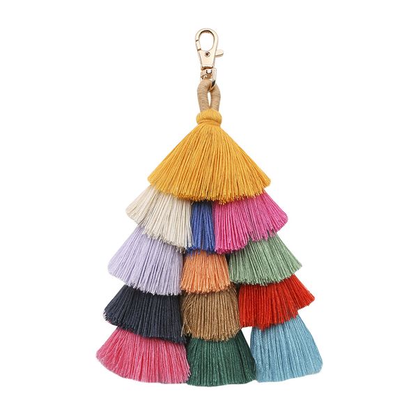 

multilayer fashion personality handmade tassel pendant bohemian tassel bag pendant keychain accessories wholesale, Silver