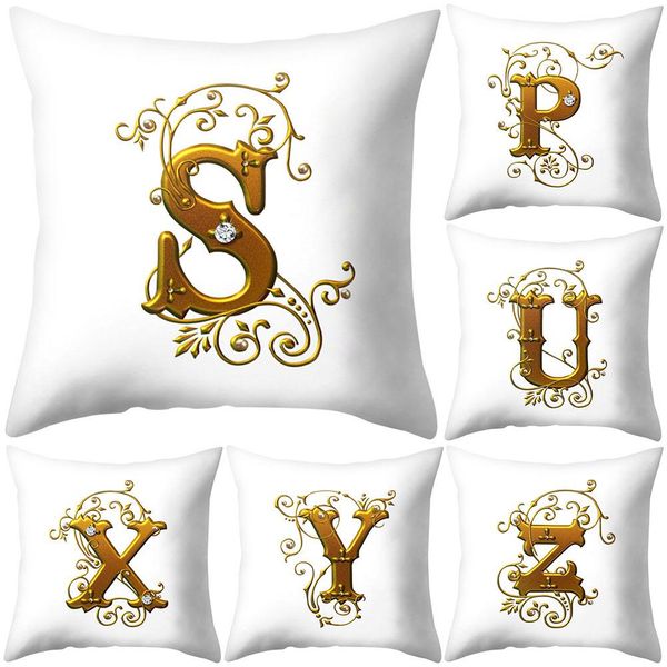 

beautiful 26 golden a to z alphabet flower soft pillow case cushion cover home sofa decor flower pillowcase