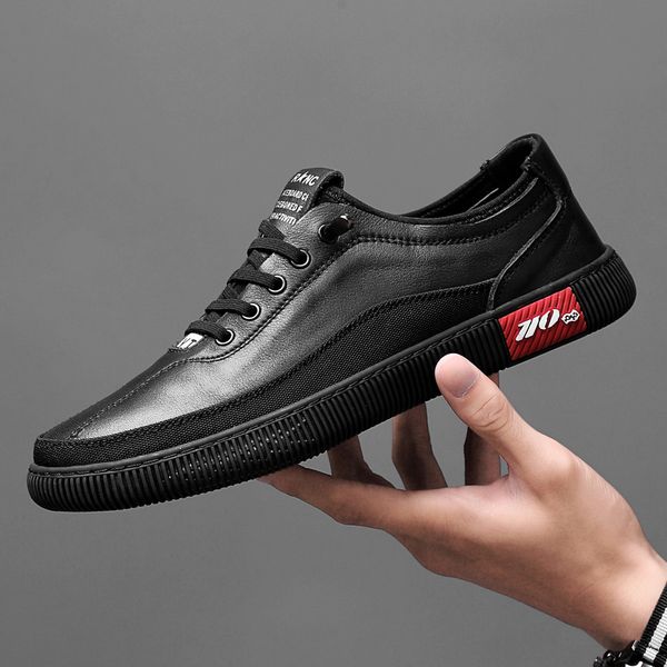 

brand men shoes casual leather fashion trendy black blue brown flat shoes for men trend wild casual tide 2019 new
