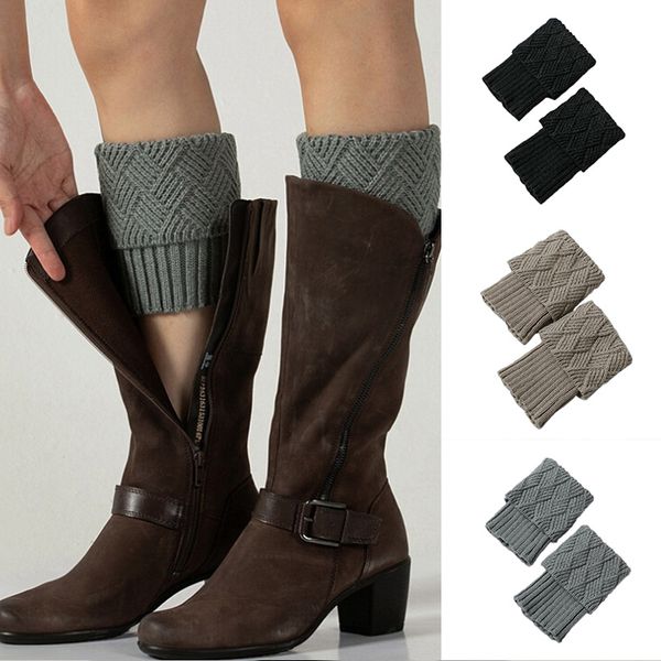 

1 pair autumn winter women buttons short fashion hollow boot cuff piernas knitting boot socks gaiters, Black;white