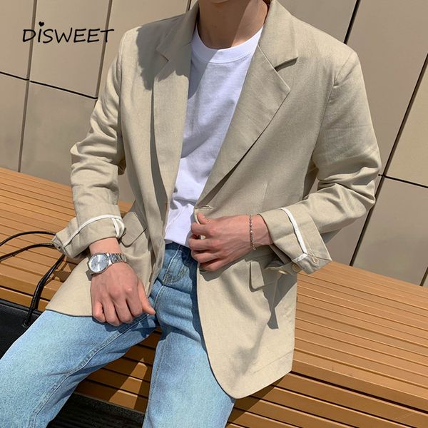 

autumn solid loose casual suit man korean slim long sleeve lapel single-breasted blazer men 2020, White;black