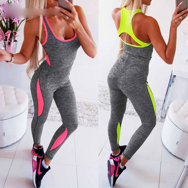 

fitness jumpsuits for women patchwork long suit jumpsuit gym tracksuit overalls jogger jumpsuit yig074, Black;white
