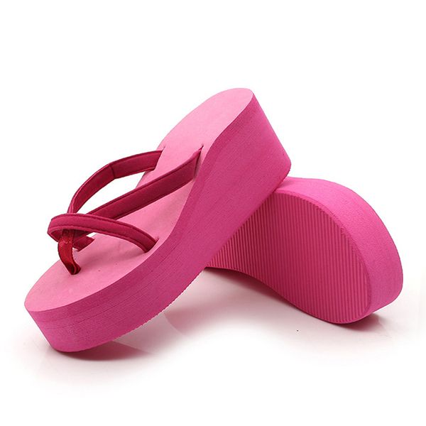 

2020 women slippers fashion summer high heel sandals slippers beach flip flops slipper wedge platform beach shoes sanda, Black