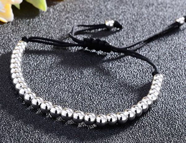 

8mm xyt435 silver gold copper micro pave cz zircon cubic zirconia bracelet adjusted macrame charm braided rope bangles, Black