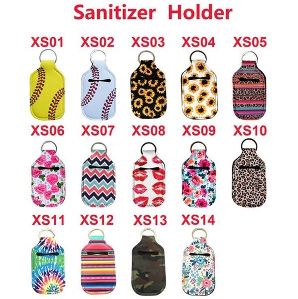 

neoprene hand sanitizer bottle holder keychain bags 30ml 10*6cm key rings hand soap bottle holder party favor eith sea shipping cca12113