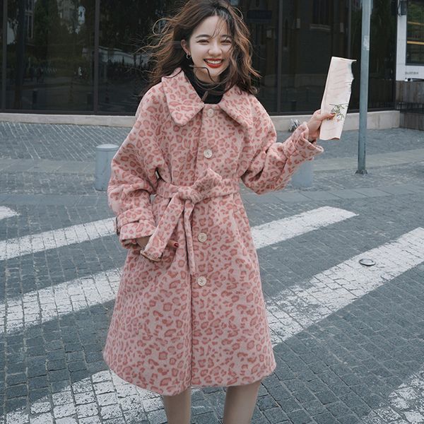 

women wool coat winter korean version slim long coat full sleeve suit collar female outwear, Black