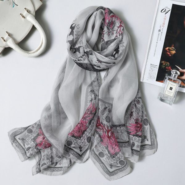 

wholesale-scarfs for women lightweight print floral pattern scarf shawl fashion scarves sunscreen shawls women luxury designer scarfs, Blue;gray