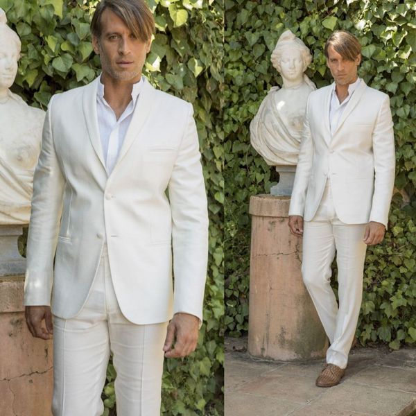 Erkek Suits Özelleştirilmiş 2020 Yakışıklı İki düğme Damat Takım Elbise Plaj Düğün Suit Slim Fit 2 adet Damat smokin İyi Adam Ceket Pantolon