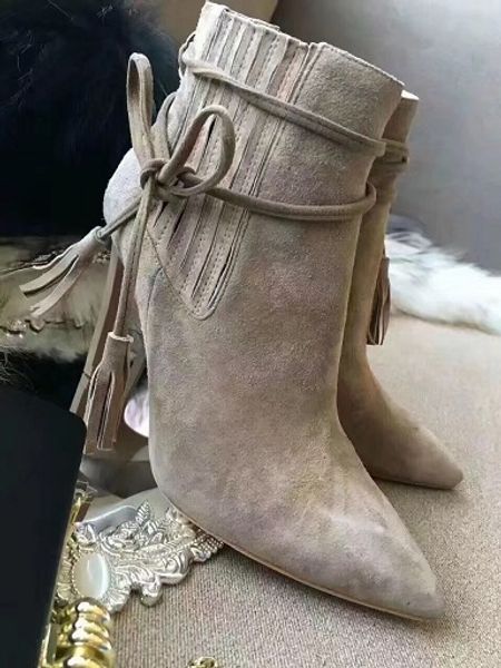 

winter/autumn italian-made lace-up ankle boots for women fashion pointed toe lady stiletto boot fashion party dress wedding booties, Black