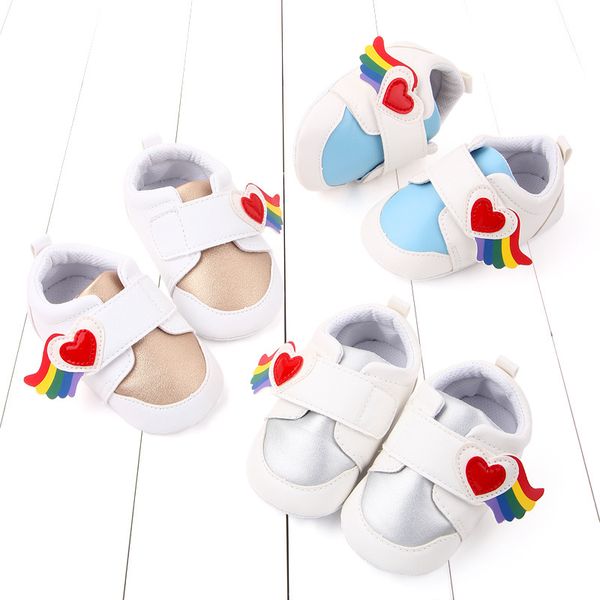 

pu leather baby shoes cute rainbow design toddler shoes newborn baby girl boys non slip first walkers