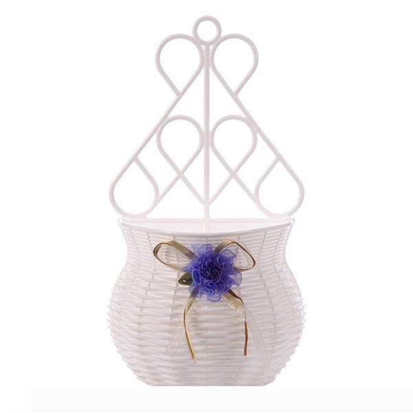 

flower hanging basket vase artificial rattan wall hanging small artificial rattan flower basket for home decoration 3 colors