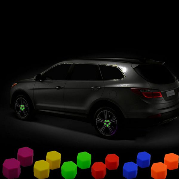 

novel car tire cover anti-rust cap wheel screw protector automobile high temperature resistance silicone night lightrandom color
